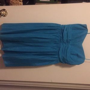 Teal shimmer halter dress - with back zipper